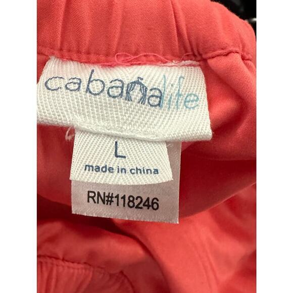 CABANA LIFE Coral UPF Protection Scalloped Trim Shorts Cover Up Beach Pool Sz L - Picture 2 of 5